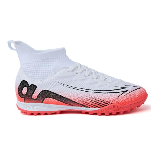 Image of Soccer Cleats for Mens Womens High Tops Lace Up Unisex Football Shoes Indoor Turf Soccer Shoe