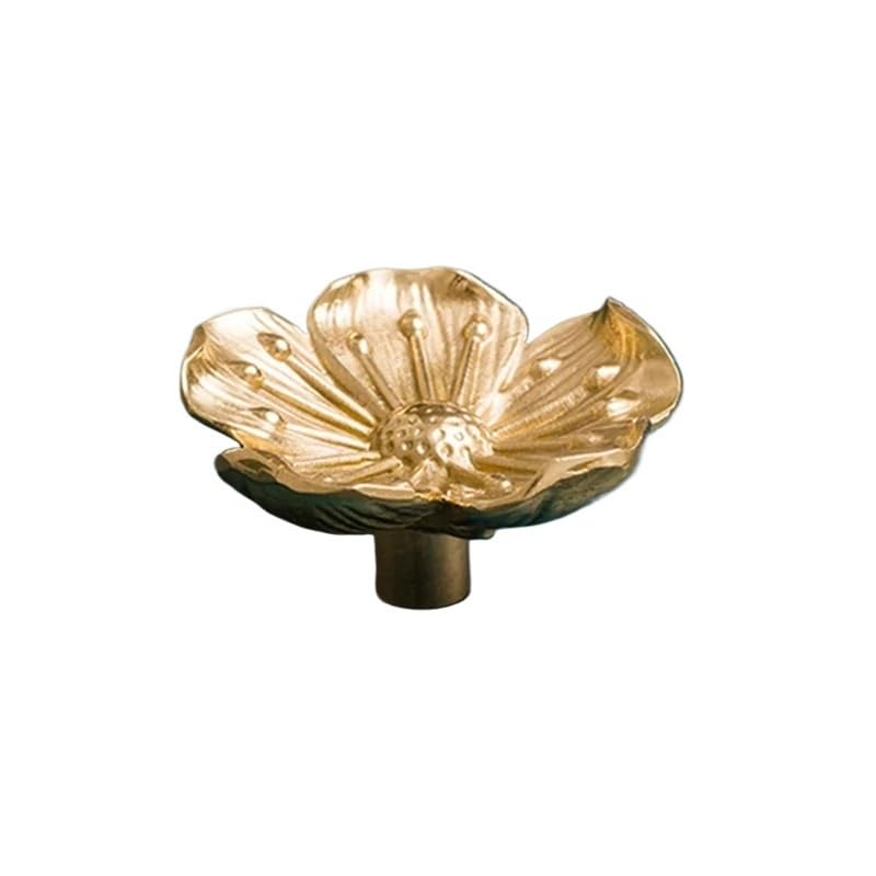Poignée meuble matériel doré motif fleur et boutons d'armoire en laiton pour tiroir et placard