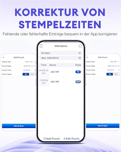NGTeco Fingerabdruck-Zeiterfassung für Kleinbetriebe, Mit kostenloser APP, DSGVO-konform, Keine Gebühren