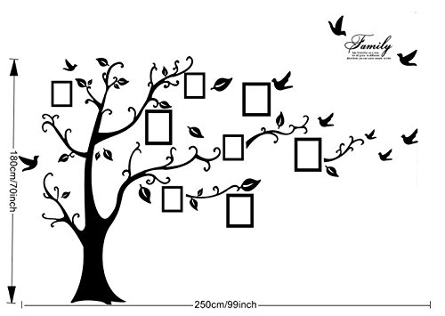 Dagou Huge 6' Ft(H) X 9' Ft(W), Memory Family Tree Photo 1Set Diy Flower Love World Large Art Decor Home Stickers Removable Vinyl Wall Decals For Living Room #TOP1