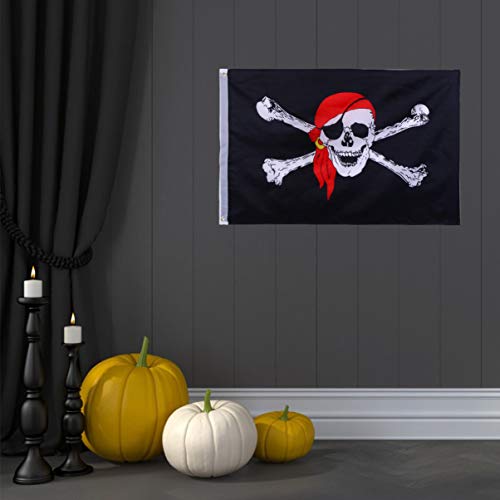 Yardwe 2 peças de bandeiras de pirata de Halloween decorativas para decoração de bares assombrados,