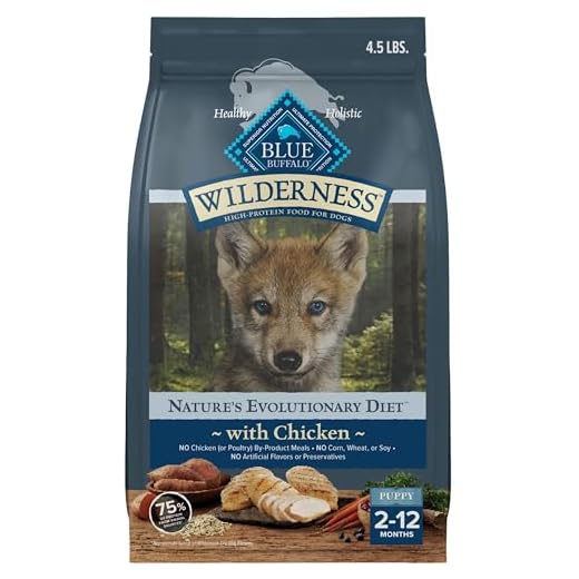Blue Buffalo Wilderness High-Protein Natural Dry Food for Puppies, Chicken Recipe, 4.5-lb. Bag
