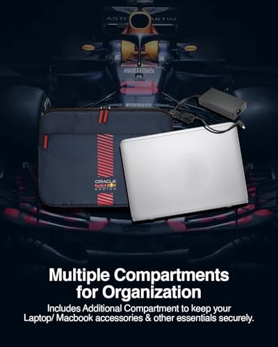 Image of REDBULL Racing 14-Inch Laptop Sleeve Case Official Licensed by CG Mobile - Premium Nylon with Powerbar Design, Stylish Protective Laptop /MacBook Bag for Men & Women - Navy
