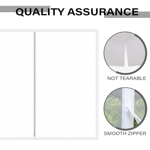 Protetor de tela para janela Cat 118 x 119 cm, tela fina autoadesiva para gatos com zíper revestido