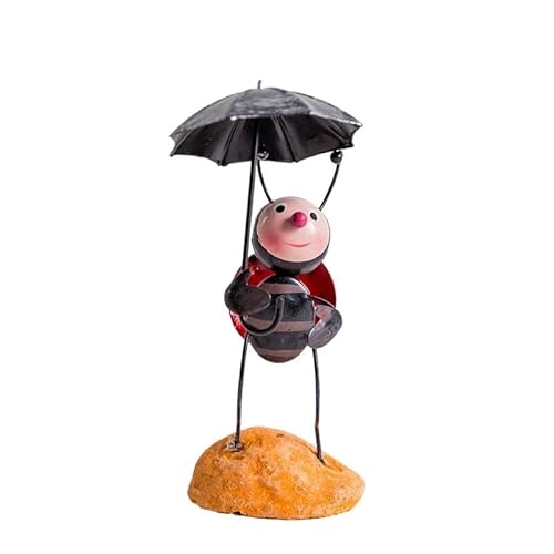 Gudisyoo Productos creativos Jardinería Hierro Simple Muebles for el hogar Artesanía de Metal Joyería de Escritorio Adornos Decorativos creativos Habitación de los niños /80 (Color : Umbrellaladybug)