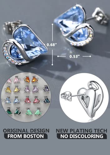 image for Leafael Birthstone Heart Earrings for Women | Unique Birthstone Earrin
