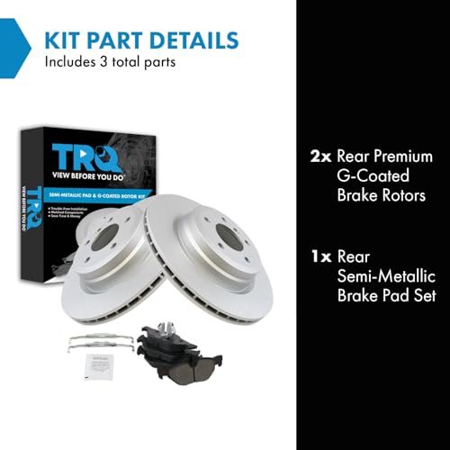 Image of TRQ Rear Brake Pad and Rotor Set Semi Metallic 336mm Rotors Compatible with 2013-2014 BMW X1