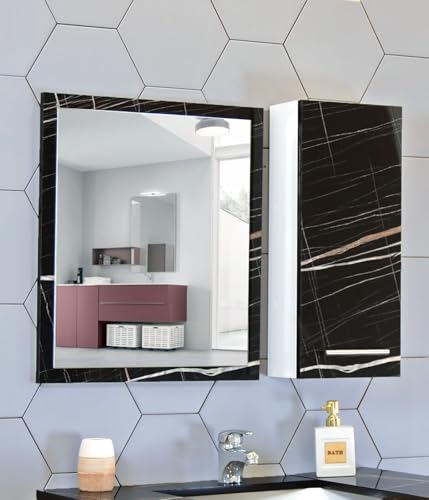 Sonata Siyah Mdf Üst Modül, 80 Cm Aynalı Banyo Dolabı