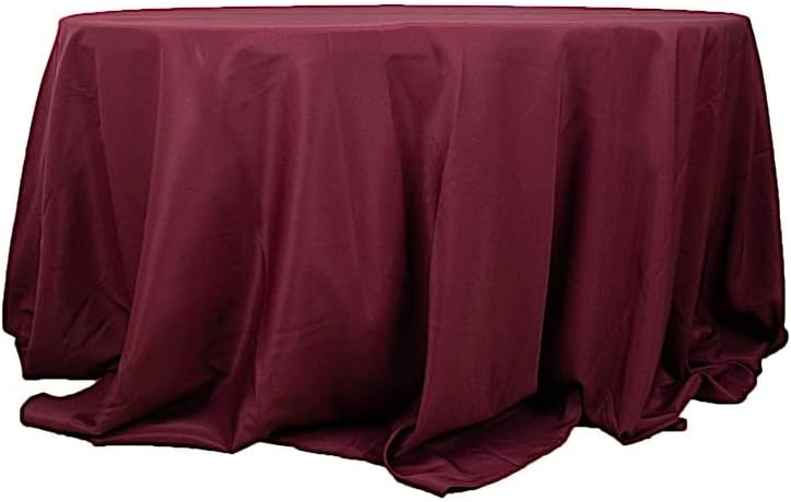 Miniatura 1 de Mantel redondo de poliéster de alta calidad de 132 pulgadas, color burdeos, para bodas, fiestas, banquetes, recepciones, eventos, cocina, comedor