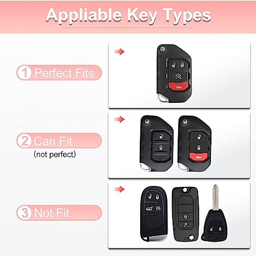 Image of Pangpai Pink Key Fob Cover for Jeep, Soft TPU Key Case Protection with Bling Keychain Fit for 2018-2022 Jeep Gladiator Wrangler Sahara Rubicon