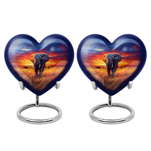 Image of Elephant Urn Keepsake Cremation Urn for Human Ashes Adult Man 3 Inch 2 Qty | Small Funeral Urns for Human Ashes Adult Women Memorial Urns