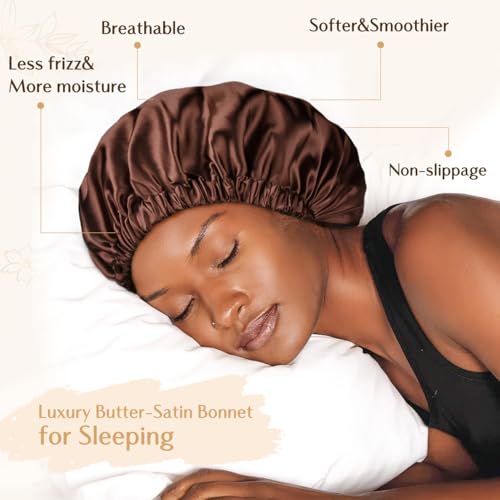 image for YANIBEST Adjustable Satin Bonnet Double Layer Hair Bonnet for Sleeping