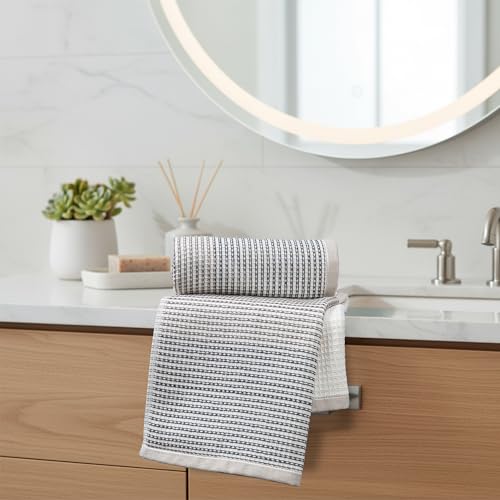 Image of MYTRIDENT Symphony of Threads Hand Towels, 40 cm x 60 cm, 2 Pc, 100% Cotton, 625 GSM, Super Soft, Absorbent, Aven