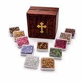 misticSparks Katholisches Weihrauch Geschenkset in Holzbox mit Kreuzgravur – Weihrauchsorten einzeln verpackt – für Gebet, Kirche, Meditation & christliches Geschenk