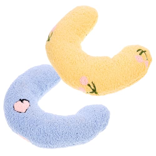 BESPORTBLE 2pcs U-Shaped Cat Pillow for Comfortable Neck Support Soft Breathable Kitten Pillows for Deep Sleep Versatile Pet Accessories for Cats and Dogs Blue Yellow