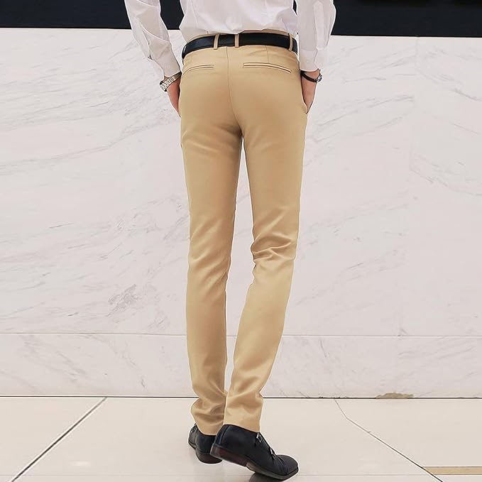 Maiyifu-GJ Men's Slim Stretch Dress Pants Casual Business Formal Trousers Comfort Lightweight Skinny Casual Pant3