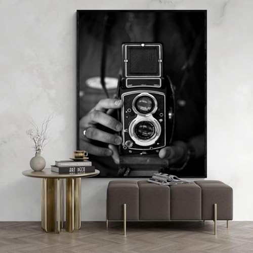 Photo retro appareil photo noir et blanc peinture murale vintage nostalgique
