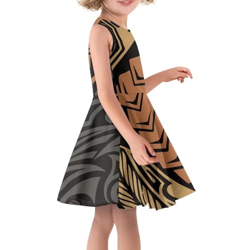 Tropical Holiday Twirly Dresses Polynesian Puletasi Samoa Girls Dress A-Line Swing Twirl Dress Sleeveless Dress3