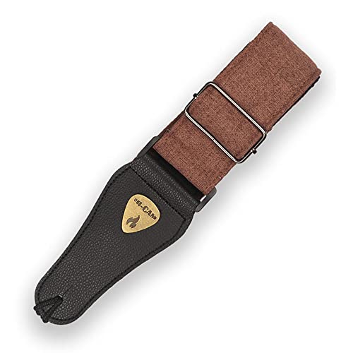 Sangle de guitare pour guitare acoustique classique et électrique, double couche de coton et lin avec extrémités en cuir, sangle d’épaule de guitare. - Les Beatles, Paul McCartney, John Lennon, RIngo Starr, George Harrison Sangle de guitare pour guitare acoustique classique et électrique, double couche de coton et lin avec extrémités en cuir, sangle d'épaule de guitare.