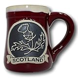 pottery mugs scotland Fassungsvermögen: 500 ml Glen Appin of Scotland Tasse aus Steingut, Motiv Schottische Distel, Rot PT1009, Rot
