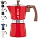 GROSCHE Milano Stovetop Espresso Maker Moka Pot 9 Cup, 15.2 oz, Red - Cuban Coffee Maker Stove top coffee maker Moka Italian espresso greca coffee maker brewer percolator