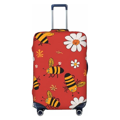Red Bee Daisy Luggage Cover Washable Elastic Suitcase Cover Anti-Scratch Travel Luggage Protector Covers for Kids Adult M fits 22-24 inch Suitcase