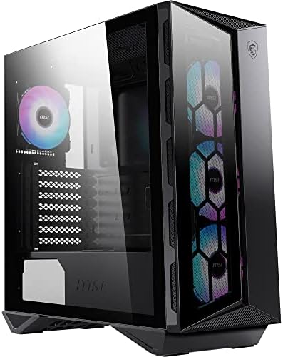 MSI MPG GUNGNIR 110R WHITE Mid-Tower PC Case - Tempered Glass, ATX, M-ATX & Mini-ITX Capacity, 4 x 120mm ARGB fans with Hub Controller, Magnetic Dust Filter, USB 3.2 Gen 2x2 Type-C, Gen 1 Type-A Ports