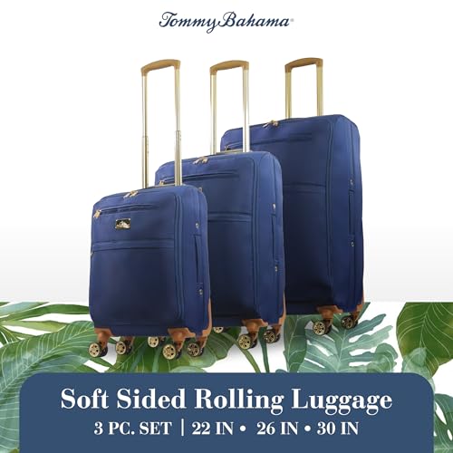 Image of Tommy Bahama 3-Piece Rolling Luggage Set, Blue
