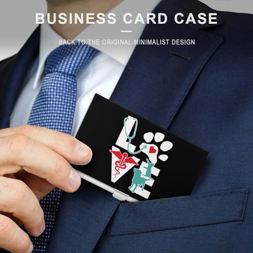 Veterinarian-Love-Cat-and-Dog-Veterinary Business Card Holder Alloy Multi Wallet Credit Card ID Pocket Name Case3
