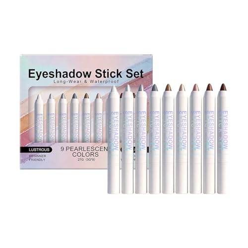 Buildable Eyeshadow Pencil, Shimmer Eyeshadow Stick for Beautifying, 9 Colors