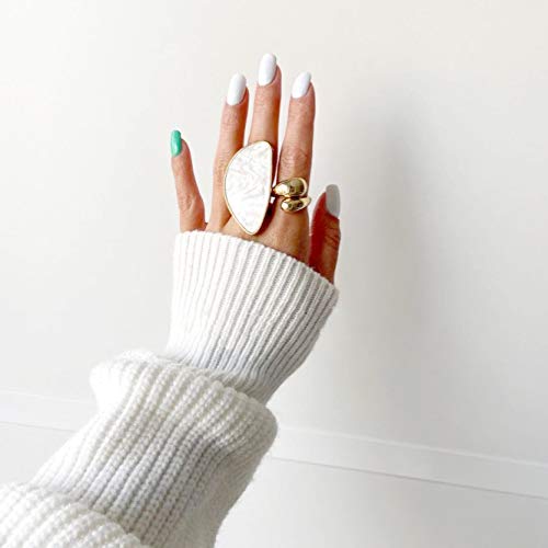 Kurtcb Chunky Open Ring 14K Gold Plated Minimalist Adjustable Dome Teardrop Wide Bold Statement Ring For Women Girls (Gold) #TOP2