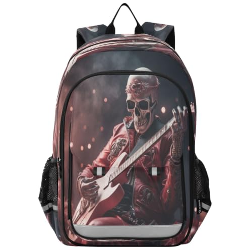 Sac à dos scolaire crâne de musique de Noël pour enfants idéal pour l'école