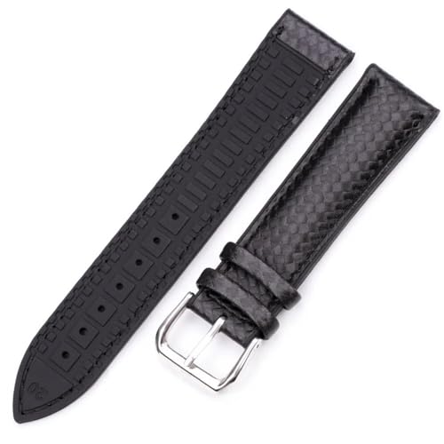 Bracelet de montre 20 mm en cuir et caoutchouc noir orange idéal pour le sport chic