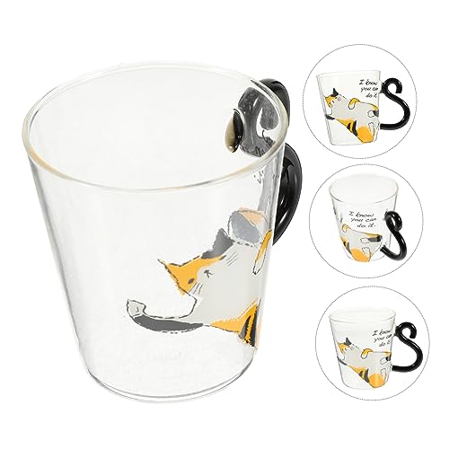 FRCOLOR 猫のマグカップ ガラス製