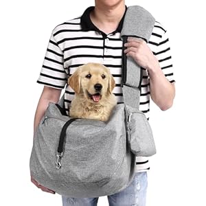 Ownpets Pet Sling Carrier, Fits 15 to 25lbs Extra-Large Dog/Cat Sling Carrier Reversible and Hands-Free Dog Bag with Adjustable Strap and Pocket Shoulder Pad for Outdoor Travel Hiking