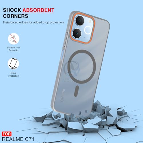 Image of AESTMO Realme C71 5G Back Cover | Slim Hard Shell | Matte Frosted Hard Back Translucent Back Cover for Realme C71 5G (Compatible with MagSafe Accessories, Black)