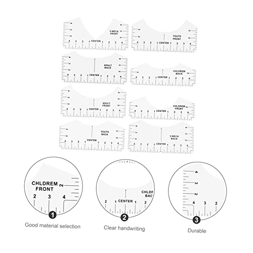 NUOBESTY 8 Piezas Regla Para Camisetas Redondas Unidades Herramienta De Alineación De Camisetas Guía De Tallas Regla Para Plantillas Para Corte y Costura