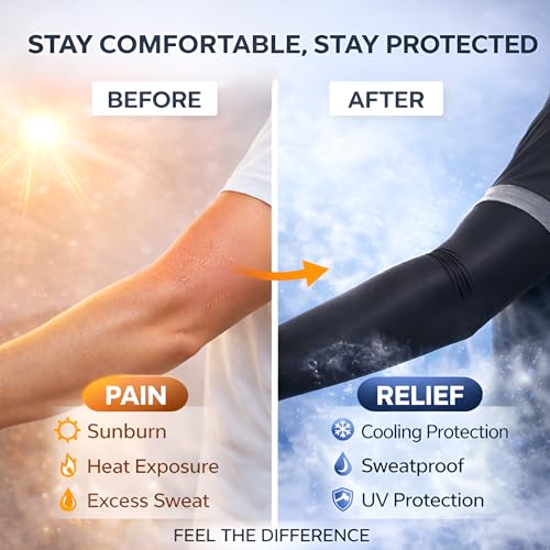 Image of PulGos Combo - UV Protection Arm Sleeves for Men & Women with Thumb Hole | UPF 50 Sun Protection Sleeves for Cricket, Cycling, Running & Bike Riding | Breathable & Cooling Fabric for All-Day Comfort
