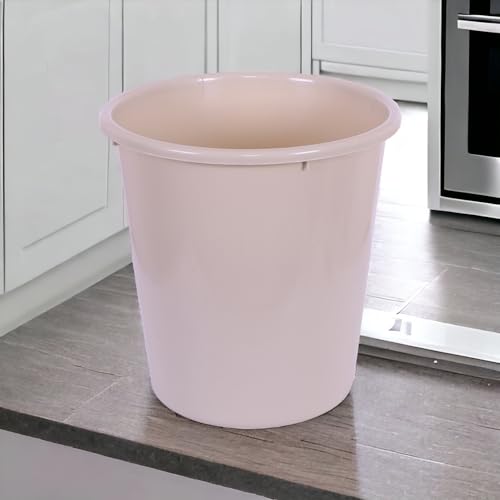 Image of Kuber Industries Open Plastic Garbage Dustbin for Kitchen, Bathroom, Office - Plain Sada, 13 LTR, Pack of 2, Beige