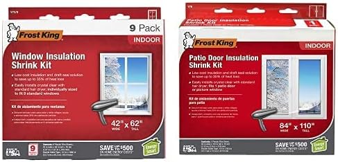 Frost King V73/9H Indoor Shrink Window Kit 42 62-Inch, Clear, 9-Pack & King V76H Shrink Window Kit 84-Inch by 110-Inch, Clear