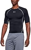 Under Armour Men's HeatGear Armour Short Sleeve Compression Shirt, Black/Steel, XXX-Large