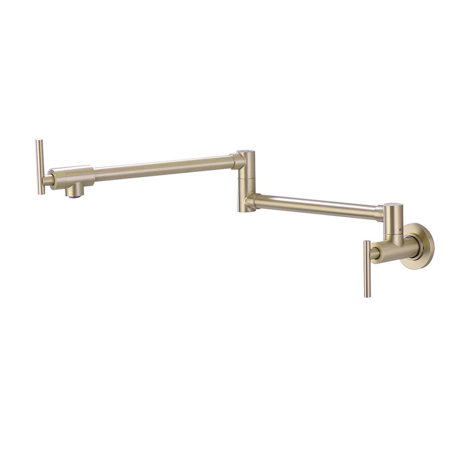 ZQFHSX Brass Pot Filler Tap, Wall Mounted Kitchen Sink Faucet Single Cold Taps Hole faucets 360 Rotate Folding Spout Spigot for Most Scenarios(Brushed Gold)