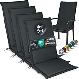 LILENO HOME Gartenstuhl Auflagen [4er Set   Hochlehner] in Anthrazit   Bequeme Liegen als Sitzauflagen für Gartenmöbel   Stuhlkissen für Gartenstühle und Klappstühle MIA