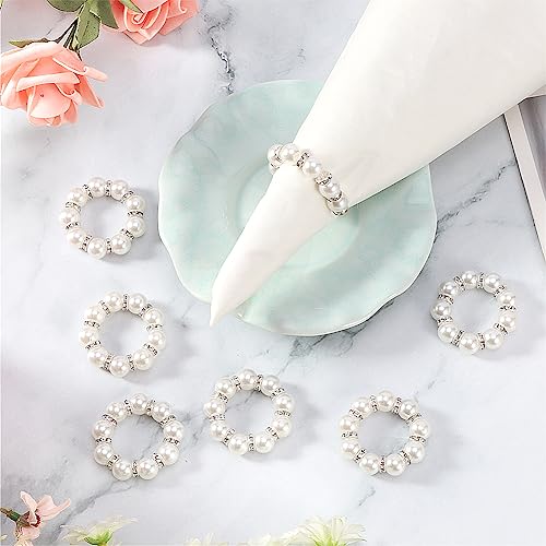 Lvoertuig 16988266654795 30Pcs Pearl Napkin Rings Stretched Pearl Rhinestone Napkin Ring Holder thumb #5