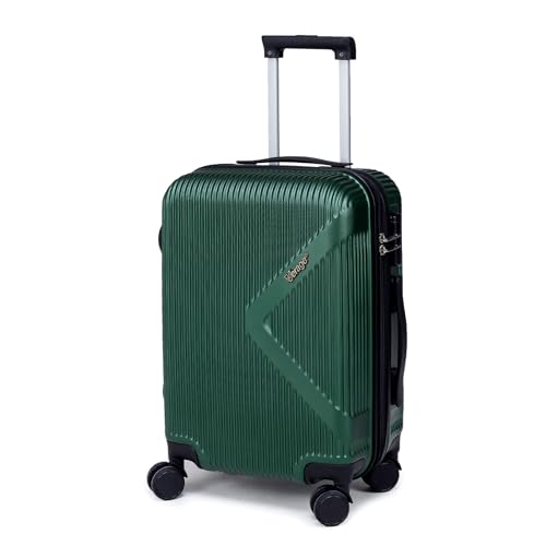 Image of ACEPACK Brampton 56 cms Dark Green Hard Sided Cabin Size Luggage Trolley Bag for Travel Suitcase with 8 Spinner Wheels for Men and Women,