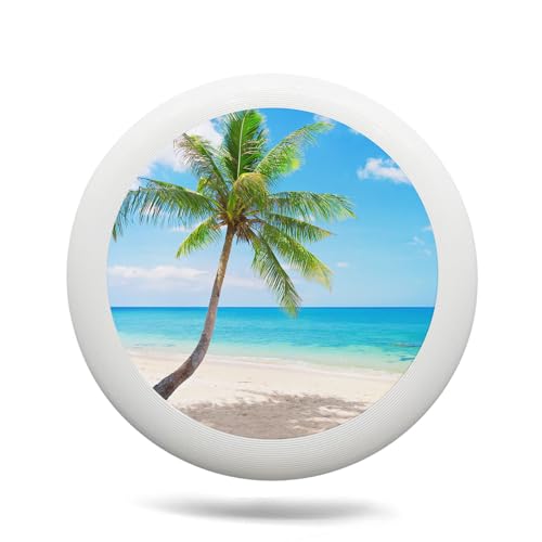 Uanvaha Summer Beach Ultimate Sport Discs 175g Paradise Beach Blue Sky Palm Tree Outdoor Flying Disc for Backyard, Beach, Park, Camping