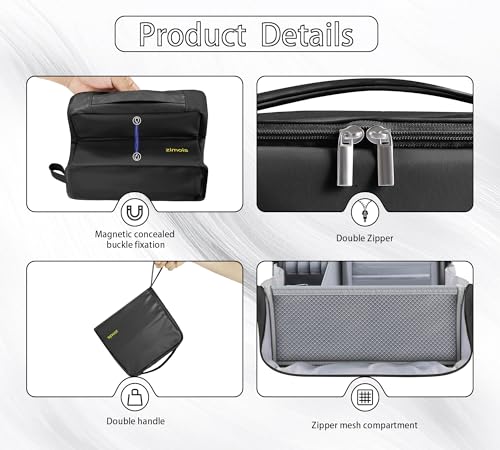 2025 New Makeup Bag,Multi-Purpose Large Capacity leather Standing Makeup Bag,Parallel Traveler Makeup Organizer Portable,Waterproof Cosmetic Toiletry Bags,Black2