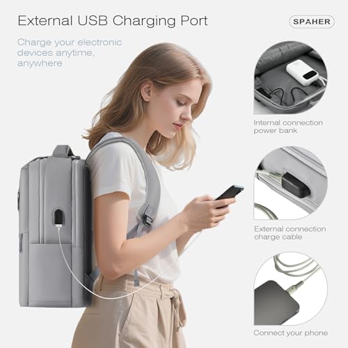 SPAHER 25L Plecak Podróżny 40x30x20cm Wizzair Vueling Plecak na Laptopa 15,6 Calowy Pracy Szkoły Podróży Wodoodporny Plecak Cabin Bag Mężczyzn Kobiet Antykradzieżowy Nastolatków