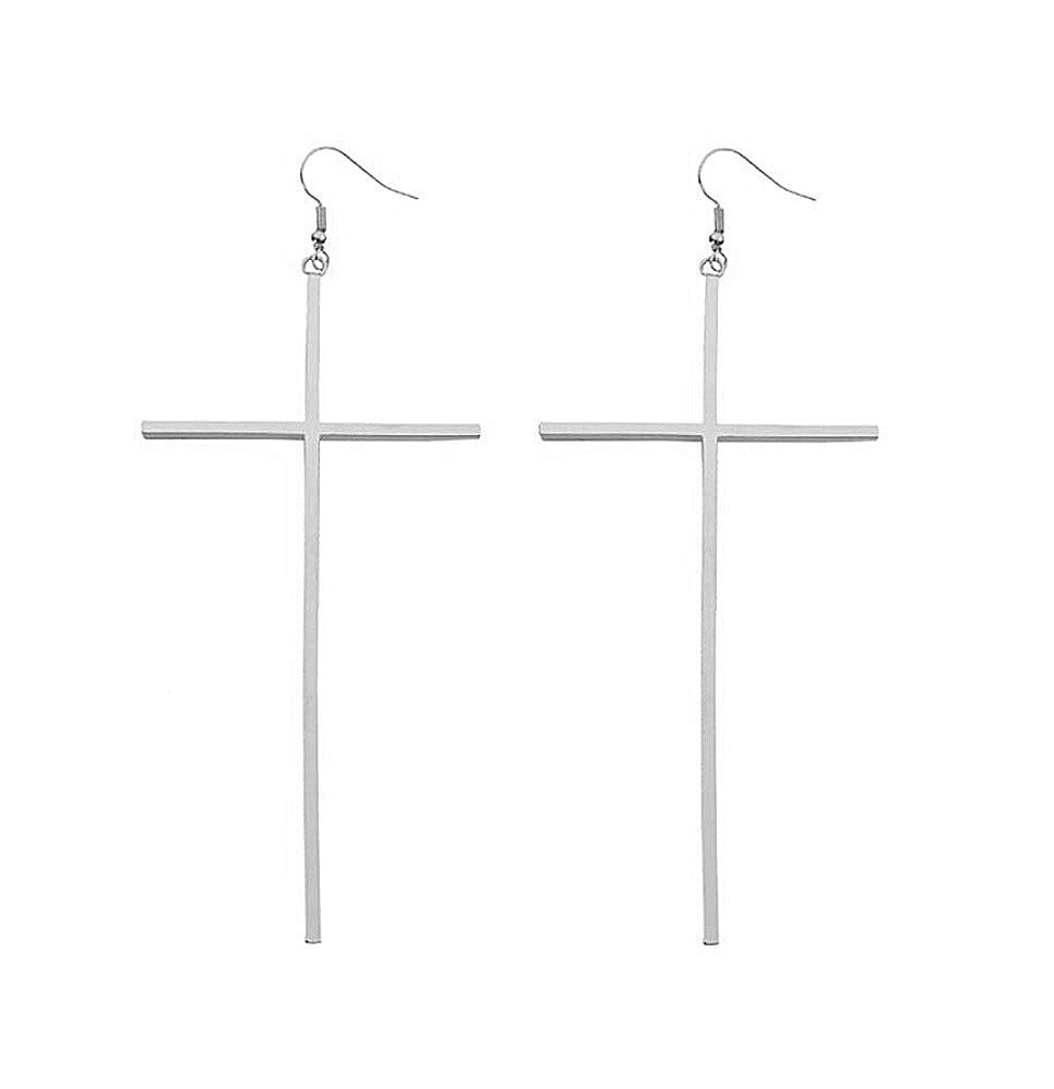 LuckudosChen Ming - Jewelry Cross Earrings for Women Big Long Cross Dangle Drop Earrings Minimalist （70mm Long ）