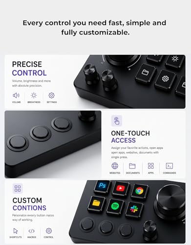 Image of APEX LIGHT Streaming Macro Keypad, Programmable Stream Controller Dock with 6 LCD Custom Keys & 3 Control Knobs, Gaming Shortcut Keyboard for OBS, Twitch, YouTube, Windows /Mac | 1 Year Warranty